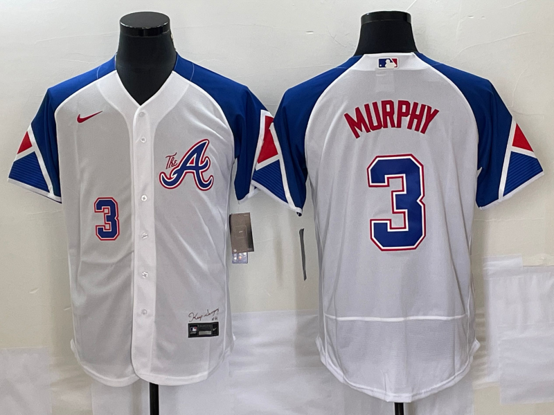 Men's Atlanta Braves #3 Dale Murphy White 2023 City Connect Flex Base Stitched Jersey Men's Atlanta Braves #3 Dale Murphy White 2023 City Connect Flex Base Stitched Jersey